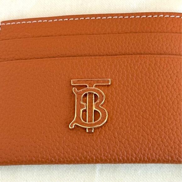 NWT Burberry TB Logo Plaque Leather Card Case in Warm Russet - Picture 8 of 13